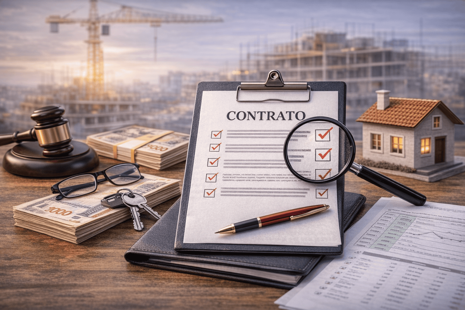 Contrato en pozo con cláusulas clave para invertir en departamentos en construcción.