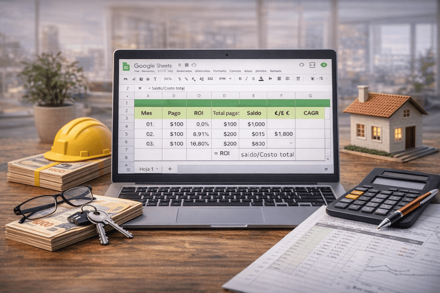 Depa en pozo y cálculo de rentabilidad en Google Sheets.